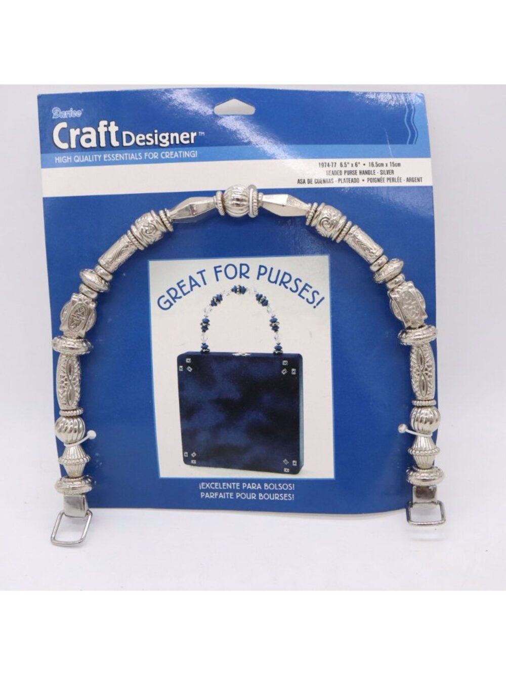 3 New Purse Handles Craft/Sewing Every Mary Wood & Clear Plastic - Darice Silver - Picture 6 of 7